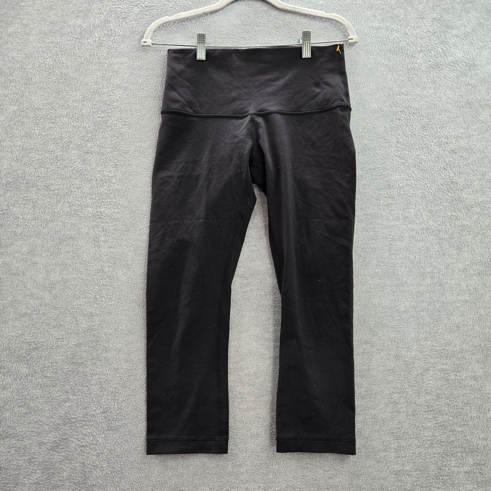 Lululemon Women Activewear Pants 8 Black Leggings Cropped Mid Rise 22" Inseam‎